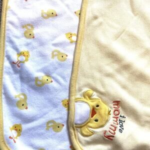 Just One You Baby Blanket White Yellow Ducklings I Love Mommy Soft Secure Crib